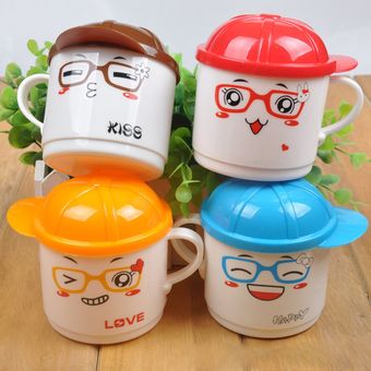 Taza de té de dibujos animados Tazas de café Tazas de café Té de leche con cubierta de tapa para niños 