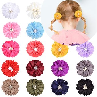 2 unidlote 20 colores Vintage arrugas flores de tela con Clip para las niñas de seguridad horquilla accesorios Flor de gasa para el cabello accesorio 