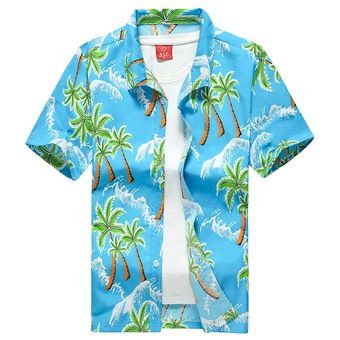 Remera Hawaiana a la moda para Hombre,camiset #76 Coconut tree gree 