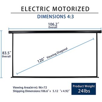 Pantalla Proyector Portátil 120'' HD 4:3 Blanco 120 Pulgadas Diagonal