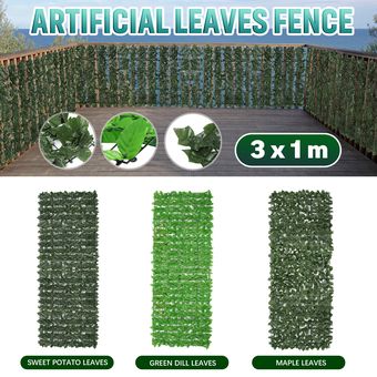 Hojas artificiales 3X1M privacidad Valla pantalla de 3 tipos de hojas de  plantas de jardín Yard muro artificial Hedge patata dulce / arce / hojas  verdes Decoración del hogar-Green Dill leaves |