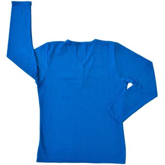 Camiseta Hombre Cuello Botones Manga Larga Henley Azul Clásico Santana 