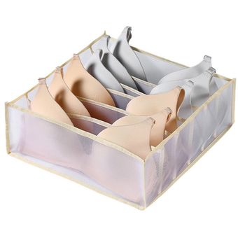 6 células de color Blanco crema Sujetador Organizador compartida del organizador del armario para la ropa interior calcetines Inicio Separado de almacenaje plegable Organizador de cajones 