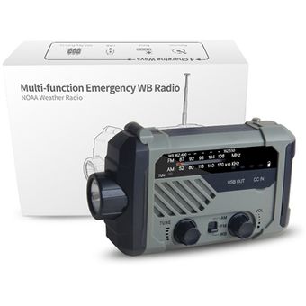 Alarma SOS Radio de Emergencia con manivela Radio portátil de manivela Solar con Radio de generador Am/FM Cargador de teléfono USB batería Recargable a 2000 Mah