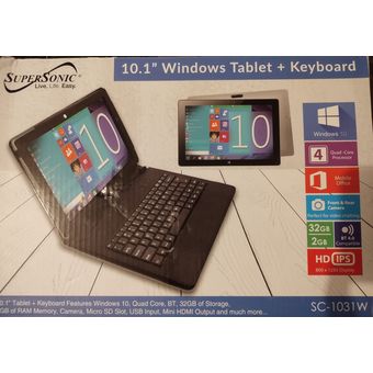 10.1” Windows 10 Tablet with 32GB of Storage, Bluetooth® and Full Keyb –  Supersonic Inc