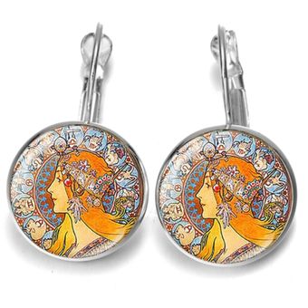 Pendientes De Belleza Retro Alphonse Mucha Pendientes De De 