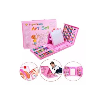 Kit De Colores 208 Piezas Juego Arte Y Dibujo Creativo Rosa