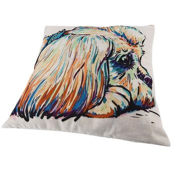 Patrón perro encantador de dibujos animados amortiguador de la cubierta de almohada cubierta del Ministerio del Interior de algodón de lino 