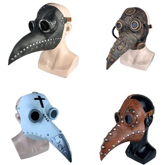 Máscara de médico de la gripe negra accesorios Cosplay de aves emulsión Steampunk remache Color#6 18 estilos máscaras de pico mecánico 