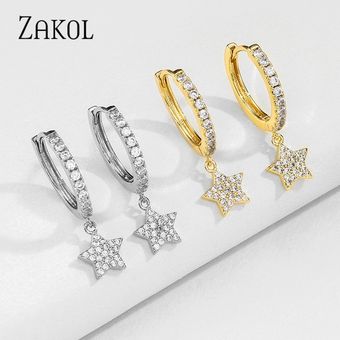 Zakol 1 Circonio Cúbico Estrella De La Luna Rayos Pendientes Zakol 1 Circonio Cúbico Estrella De La Luna Rayos Pendientes