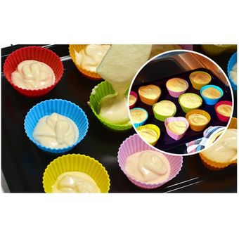 Set x6 Moldes Silicona Para Cupcakes Muffin Magdalenas Colores Surtido