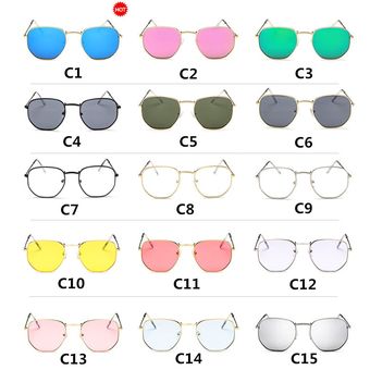 Lentes de diseño de gafas de sol femeninas de metal retromujer 