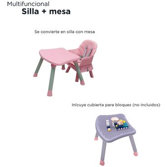 Silla Alta 4 en 1 D'Bebe Grow With Me Rosa