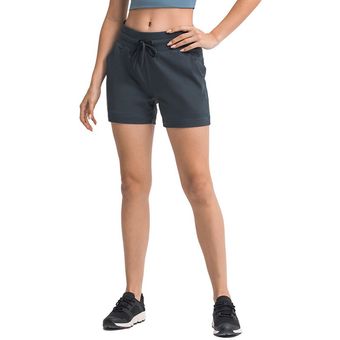 Pantalones cortos informales para mujer,Shorts holgados con 2 bolsillos laterales,cordón de cintura,para gimnasio y Yoga #Dense forest green 