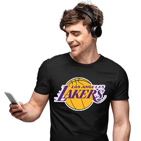 Camiseta Negra Hombre Angeles Lakers ADN CAMISETAS
