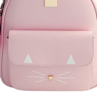 Bolsa de dibujos animados lindo estilo de la universidad mochila sencilla Moda Ocio mochila de hombro lindo del gato Mini PU para mujeres o niñas 