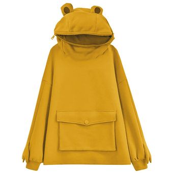 Sudadera novedad rana sudadera con capucha linda manga larga color sólido sudadera con capucha 