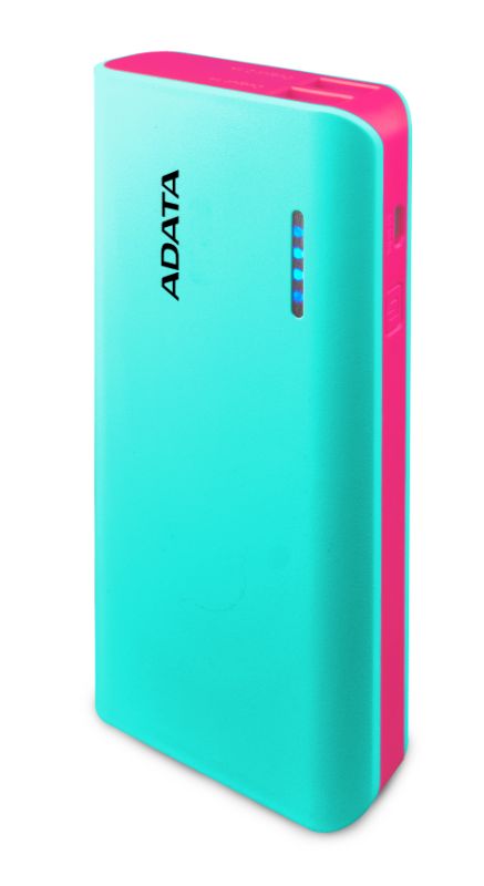 ADATA Powerbank Batería Portátil PT100, 10,000 mAh, Color Azul con Rosa