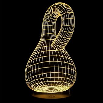 LED noche 3D Forma de botella Ilusión Tabla Lámpara 7Color  Amarillo  Luz blanca 