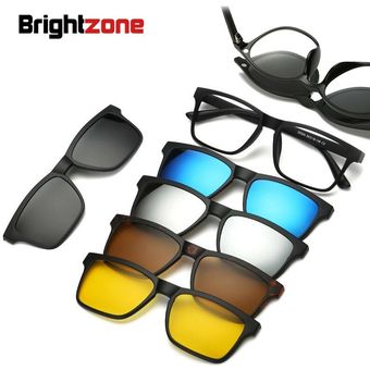 #2263 5+1 gafa sol con Clip montura de gafas magnéticas para hombre 6 en 1 lente transparente 