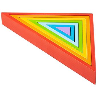 triángulos apilados de colores, Juguetes de madera 