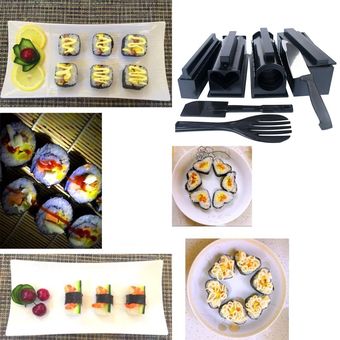 10pcs  set fácil de usar sushi de DIY del fabricante del molde del arroz de cocina Sushi Herramienta de toma 