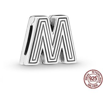 925 Plata Esterlina 26 Letras Clip De Encanto Reflexivo Para 925 Plata Esterlina 26 Letras Clip De Encanto Reflexivo Para