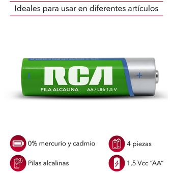 Pilas Alcalinas AA Paquete con 4 Pilas RC-2AL – RCA