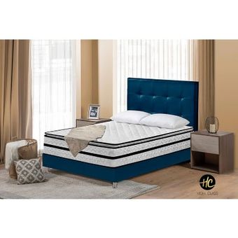 Combo Colchon 120 X 190 Michigan Dream + Base Cama Negro + Cabecero +  Almohadas 