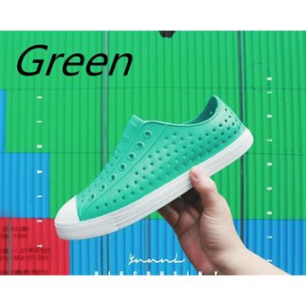green#Zapatos con agujeros transpirables para padres e hijos zapatos informales ligeros Unisex calzado de playa Baotou Native Vincent Family 