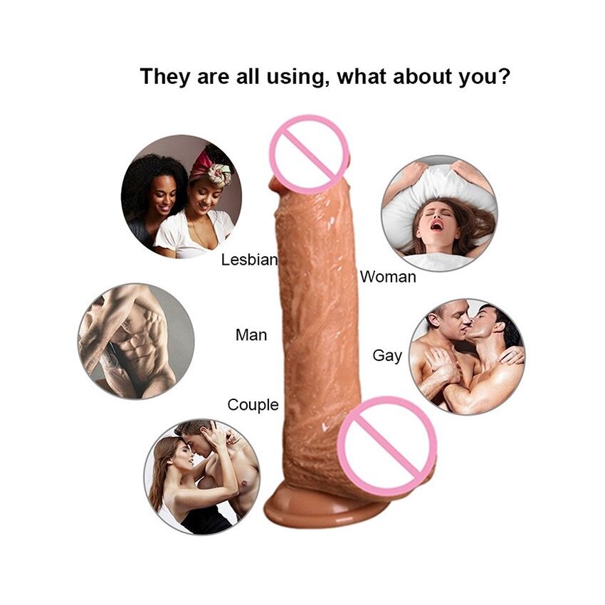 Consolador suave realista de 7/8 pulgadas  pene de silicona líquida Flexible con ventosa  juguete sexual para masturbación de mujeres