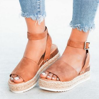 Sandalias de mujer sandalias de cuero suave sandalias de sandalias 