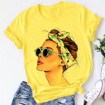 Camiseta con estampado de moda para mujer  camiseta informal de colo.. 