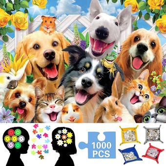 1000pcs  Conejos fijados gatos perros y cachorros Reproducción Art Puzzle decoración del hogar 