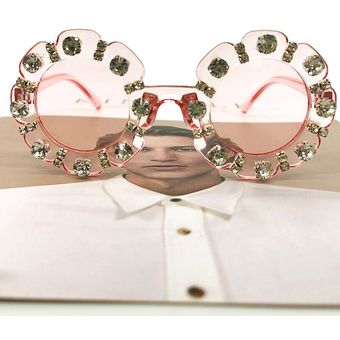 Gafas de sol redondas para niños con diseño de flores de cristal a la moda pequeñas anteojos de sol infantiles con diamantes de colores 