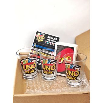 Juego de Cartas UNO Drink + 4 Vasos para Shot