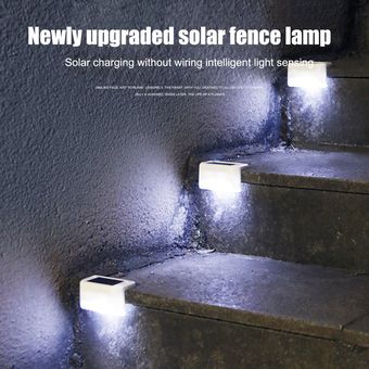 Lámpara de escalera solar LED 4pcs Cerca al aire libre Luz de jardín Luces de noche Luz de noche 