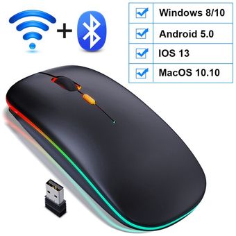 Wireless Mouse Bluetooth Rechargeable Mouse Wireless Computer Silent Mause LED Backlit Ergonomic Gaming Mouse For Laptop PC（#Bluetooth Black B） 