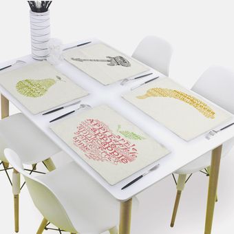 Manteles individuales con estampado abstracto de manzana posavasos con diseño de letras decorativas accesorios de cocina 32x42 