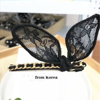 Pasadores de cadena de Metal de encaje negro para mujeres adultas horquillas para el cabello horquillas para el pelo con lazo moda coreana ropa para la cabeza para chicas Accessories AS W20 