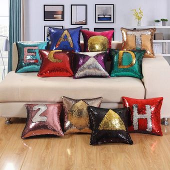 40 cm de la funda de almohada decorativa de lentejuelas almohada cojín del sofá de la cubierta para el hogar del coche rojo y plata-H 40 