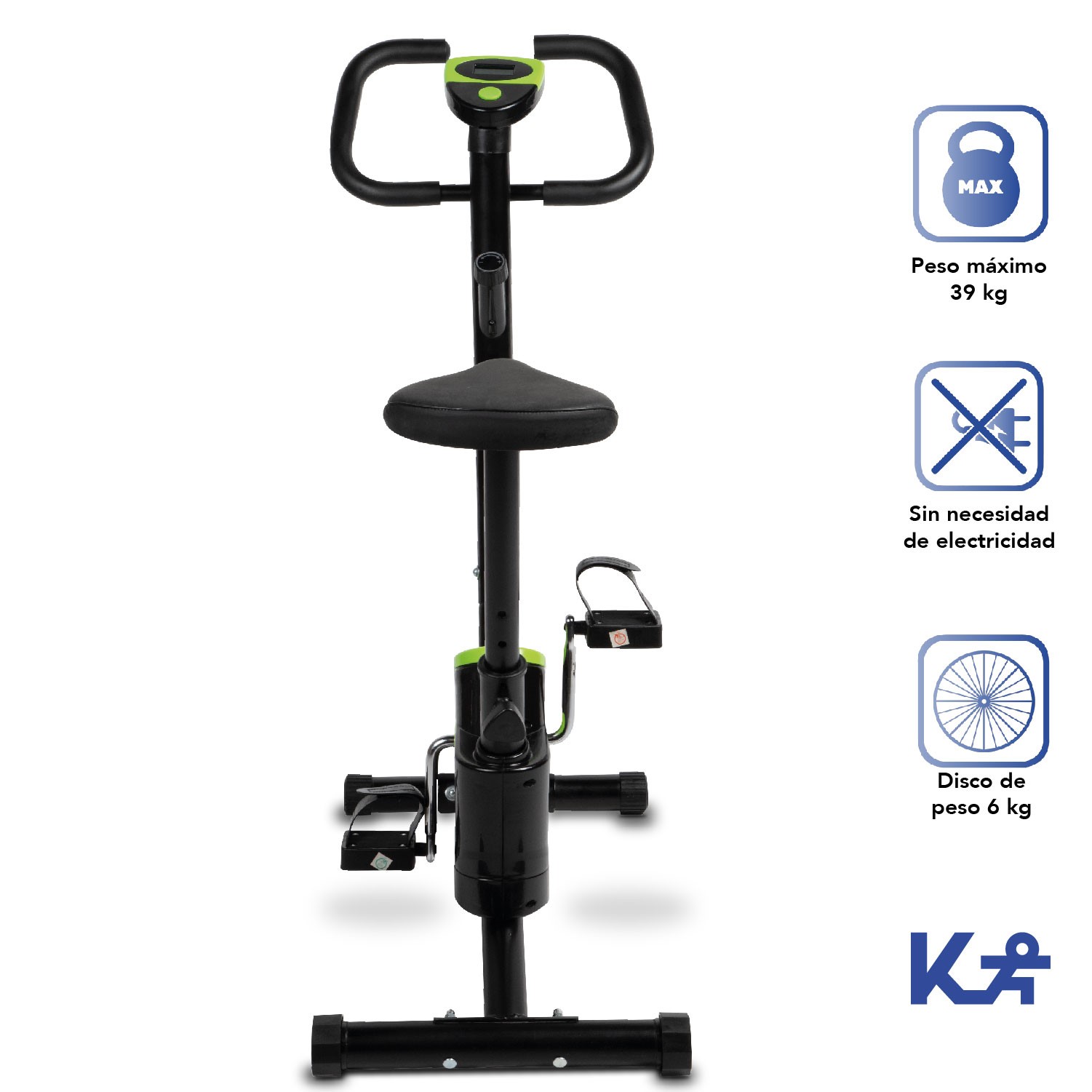 Bicicleta Spinning Fitness Estática Hogar Gym 10-11 kg Color Negro / Verde JS613 Kingsman