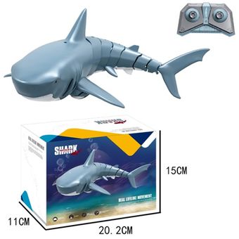 01:18 2.4G simulación de control remoto a prueba de agua Tiburón Barco de la batería recargable del juguete para Piscina Baño de juguete 