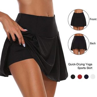 #black Falda pantalón deportiva para mujer,falda de tenis corta de baile,para gimnasio,yoga,correr 
