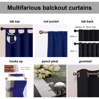 NTOWN-cortinas opacas para ventana para sala de estar ganchos de 