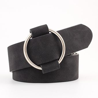 Cinturón de cuero de Metal redondo a la moda para mujer hebilla fem 