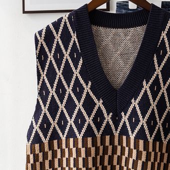 Chaleco Retro suéter para mujer chaleco tejido con（#Picture） novedad de otoño invierno 