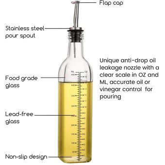 Dispensador De Aceite Vinagre Aceitera En Vidrio Con Dosificador 500ml