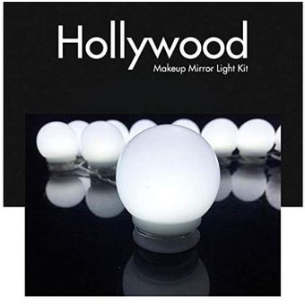 AIBOO Luces para Espejo Maquillaje LED para Mesa de Tocador Estilo Hollywood Kit de Luces para Maquillaje Cosmético, 10 Luces Bombillas Blanco Natural 