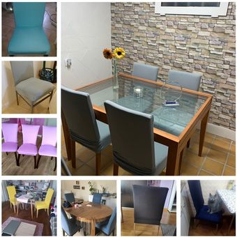 #Color 6 Cubierta elástica para silla con estampado de licra,funda de asiento extraíble moderna antisuciedad para cocina y comedor 